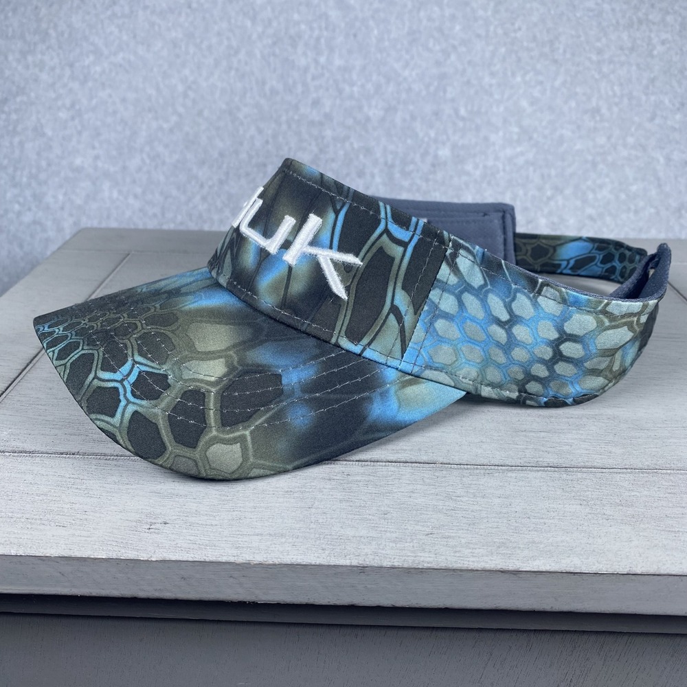 Huk Visor Mens Blue Camo Kryptek Neptune Performance Fishing Hat